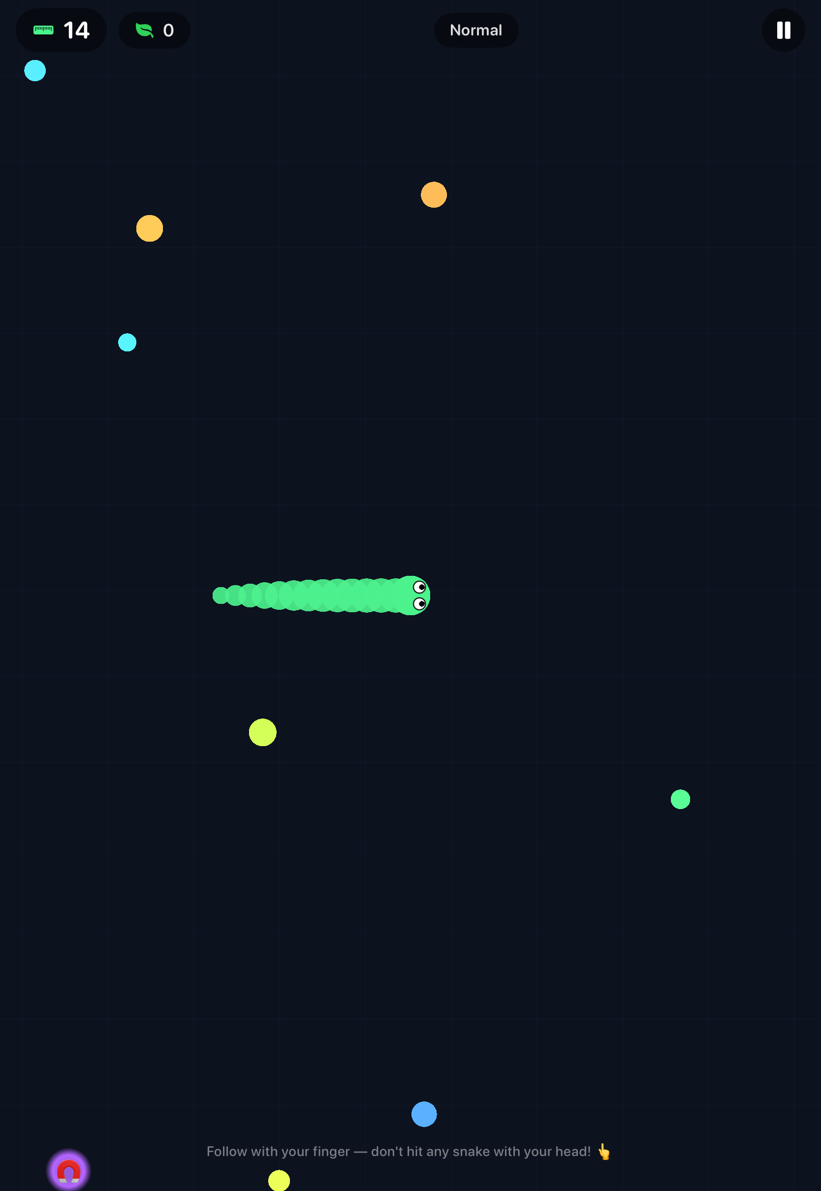 Lewis the Snake gameplay chasing glowing food dots